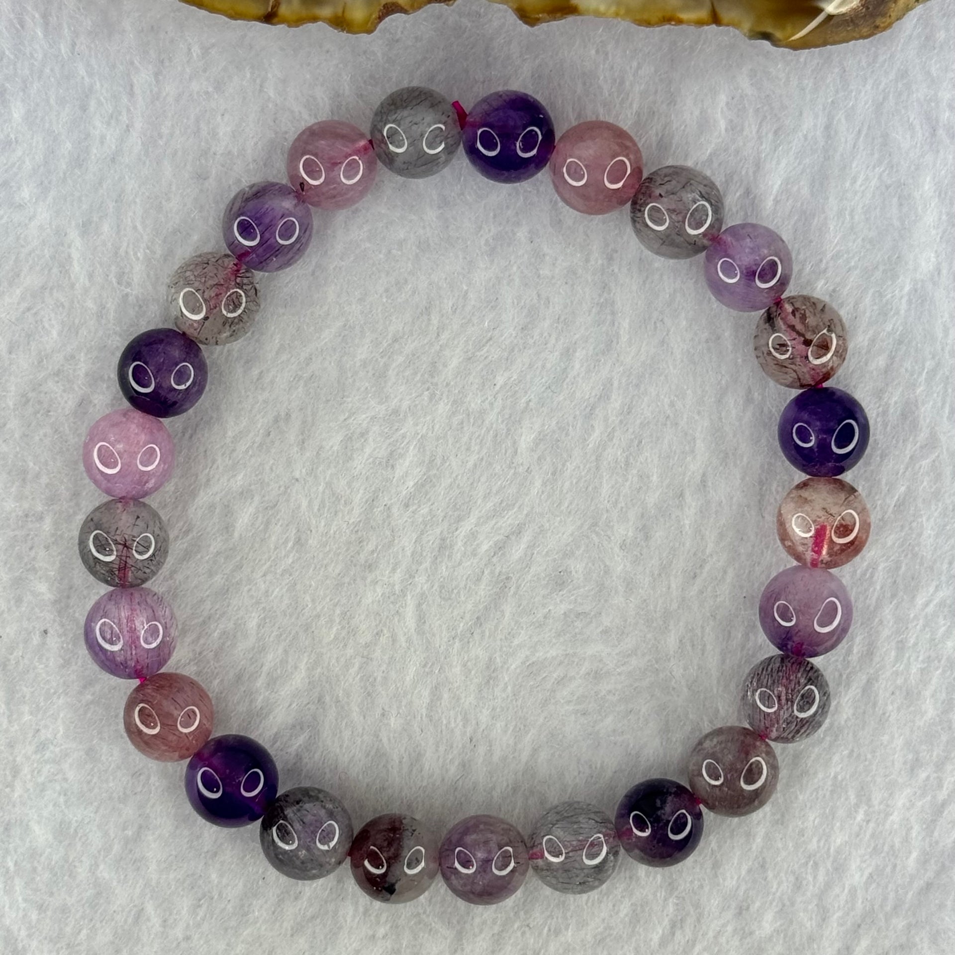 Natural Super 7 Beads Bracelet 15.80g 16cm 7.9mm 25 Beads - Huangs Jadeite and Jewelry Pte Ltd
