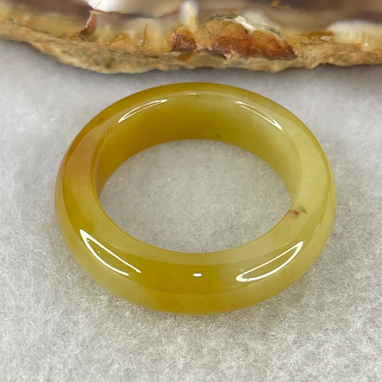 Type A Yellowish Brown Jadeite Ring 5.30g 6.9 by 4.4mm US9.3 HK20.8 (Close to Perfect) - Huangs Jadeite and Jewelry Pte Ltd