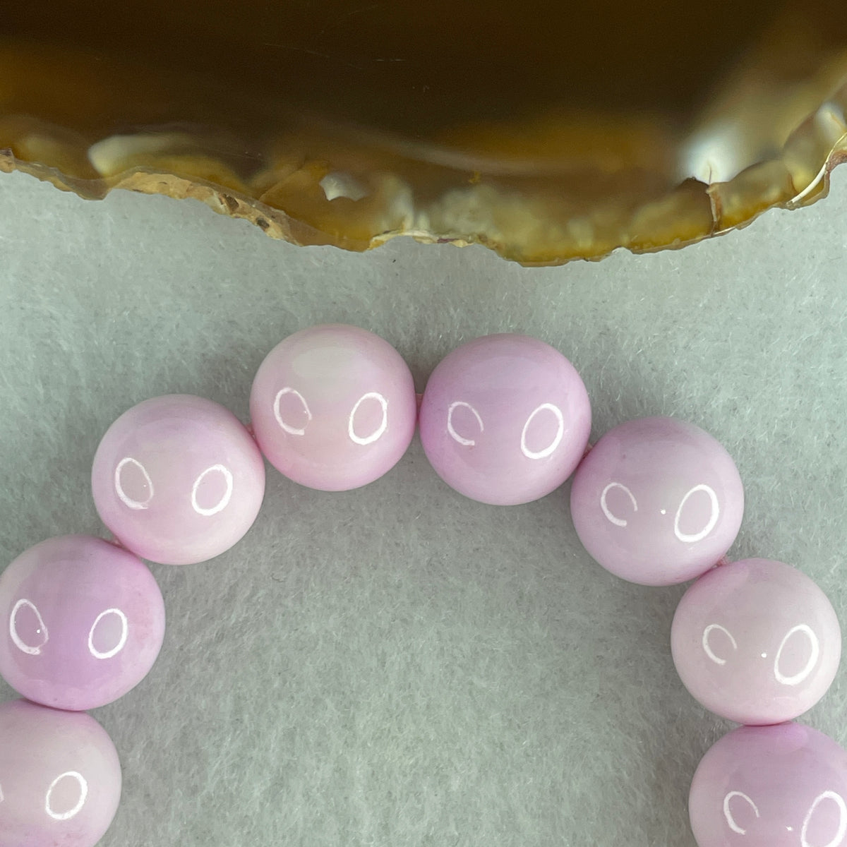 Certified Natural Pink Shell Beads Bracelet | 12.4mm Radiant Mother of Pearl Amulet (45.96g | 15.5cm Wrist | 16 Beads)