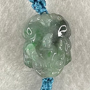 Type A Blueish Green with Wuji Black Grey Piao Hua Jadeite Male Pixiu String Bracelet 3.82g 15cm 17.7 by 13.2 by 9.6mm - Huangs Jadeite and Jewelry Pte Ltd
