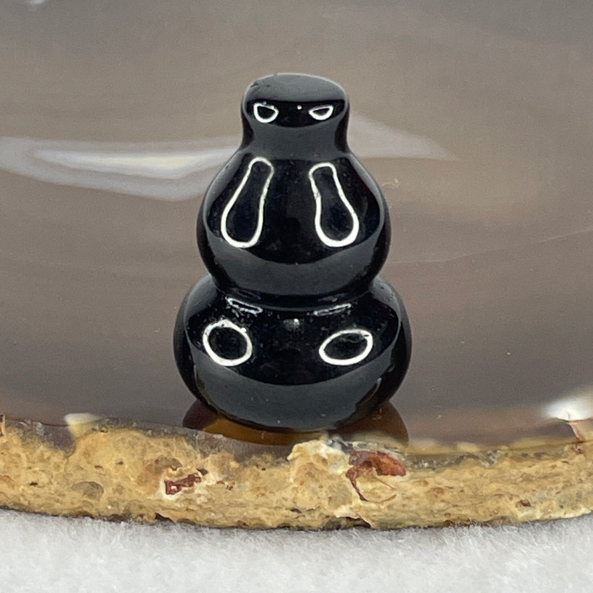 Natural Black Obsidian Mini Hulu Display 12.92g 29.2 by 20.6mm - Huangs Jadeite and Jewelry Pte Ltd