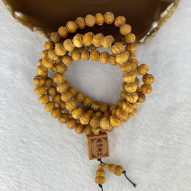 Natural High Oil Content Yabai Wood 高油崖柏 Beads Necklace 30.95g 9.4mm 109 Beads Pendant 19.3 by 16.5 by 6.3 mm - Huangs Jadeite and Jewelry Pte Ltd
