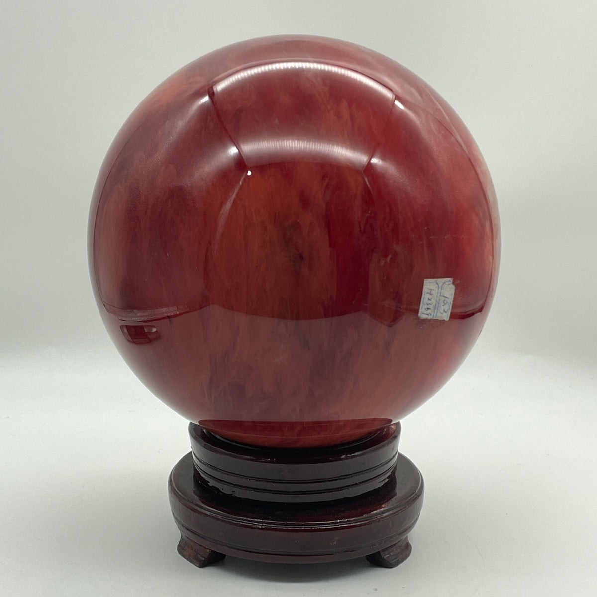 Monumental Cherry Quartz Sphere Display with Custom Wooden Stand | (10,661.6g | 200.0x255.0mm | Synergy, Emotional Renewal, Joy Magnet & Feng Shui Vitality Anchor)