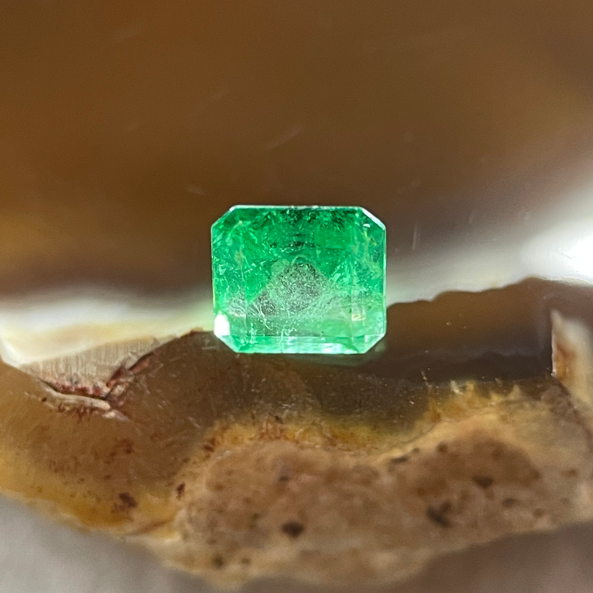 Natural Colombia Vivid Green Emerald (Beryl) Cut-Cornered Square Step cut 0.43ct 4.6 by 4.5 by 3.2mm - Huangs Jadeite and Jewelry Pte Ltd