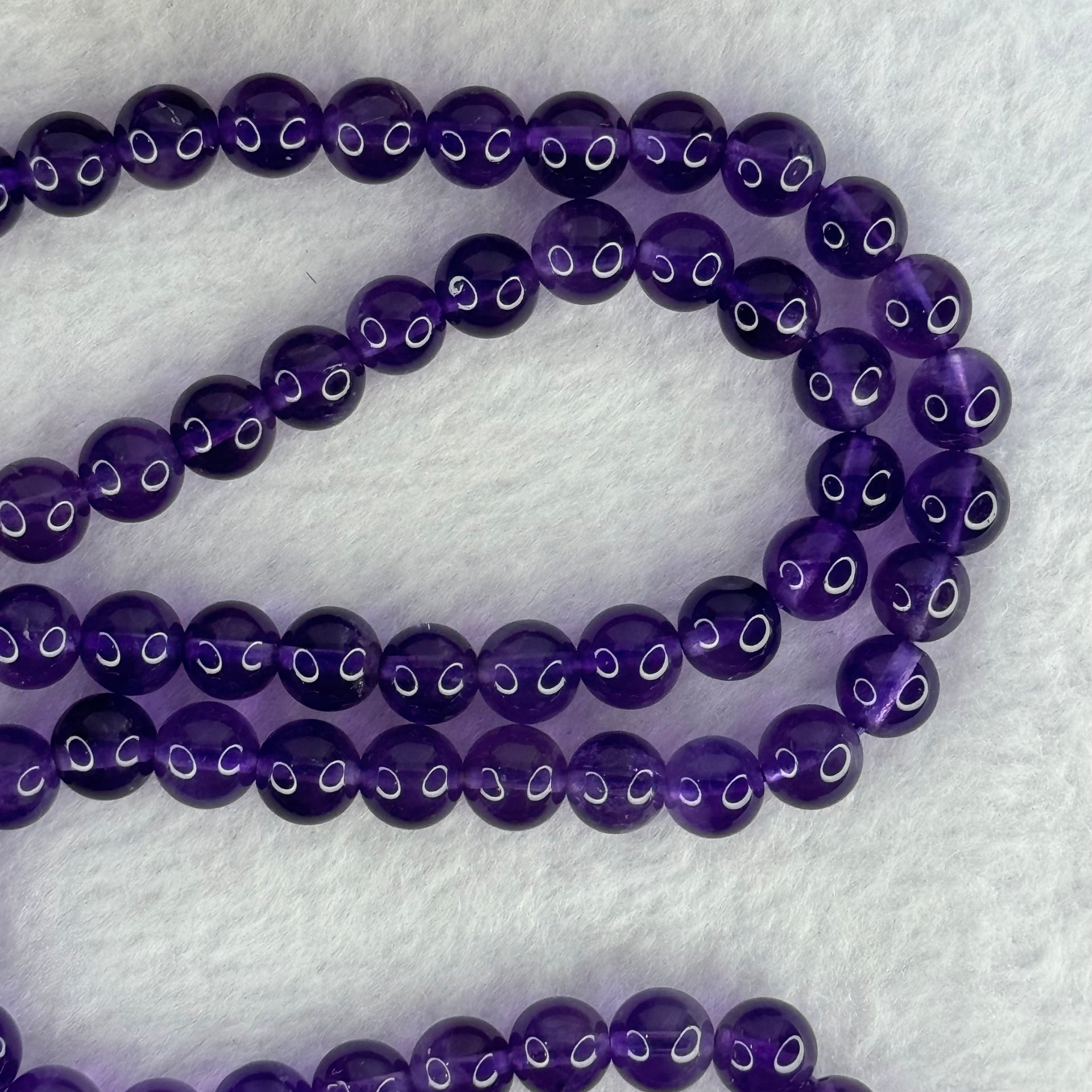 Good Grade Natural Amethyst Necklace 40.57g 52cm 7.5mm 78 Beads - Huangs Jadeite and Jewelry Pte Ltd