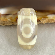 Natural Powerful Tibetan Old Oily Agate 3 Eyes Dzi Bead Heavenly Master (Tian Zhu) 三眼天诛 3.15g 20.2 by 10.2mm - Huangs Jadeite and Jewelry Pte Ltd