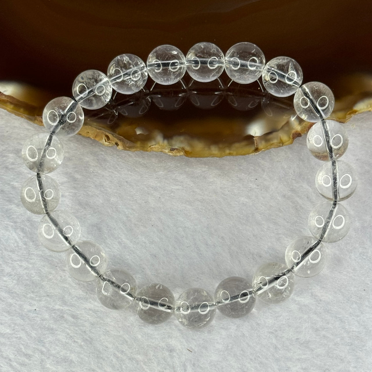 Natural Titanium Rutilated Clear Quartz 22.56g 16cm 9.3mm 21 Beads - Huangs Jadeite and Jewelry Pte Ltd