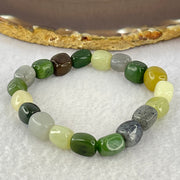 Natural Muti Color Serpentine Beads Bracelet 25.73g 15.5cm 8.5mm 19 Beads - Huangs Jadeite and Jewelry Pte Ltd