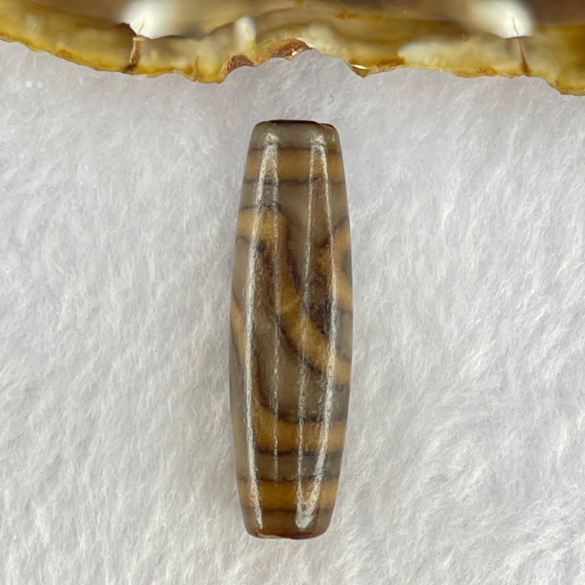 Natural Powerful Tibetan Old Oily Agate 2 Eyes Dzi Bead Heavenly Master (Tian Zhu) 二眼天诛 7.94g 38.9 by 11.6mm - Huangs Jadeite and Jewelry Pte Ltd