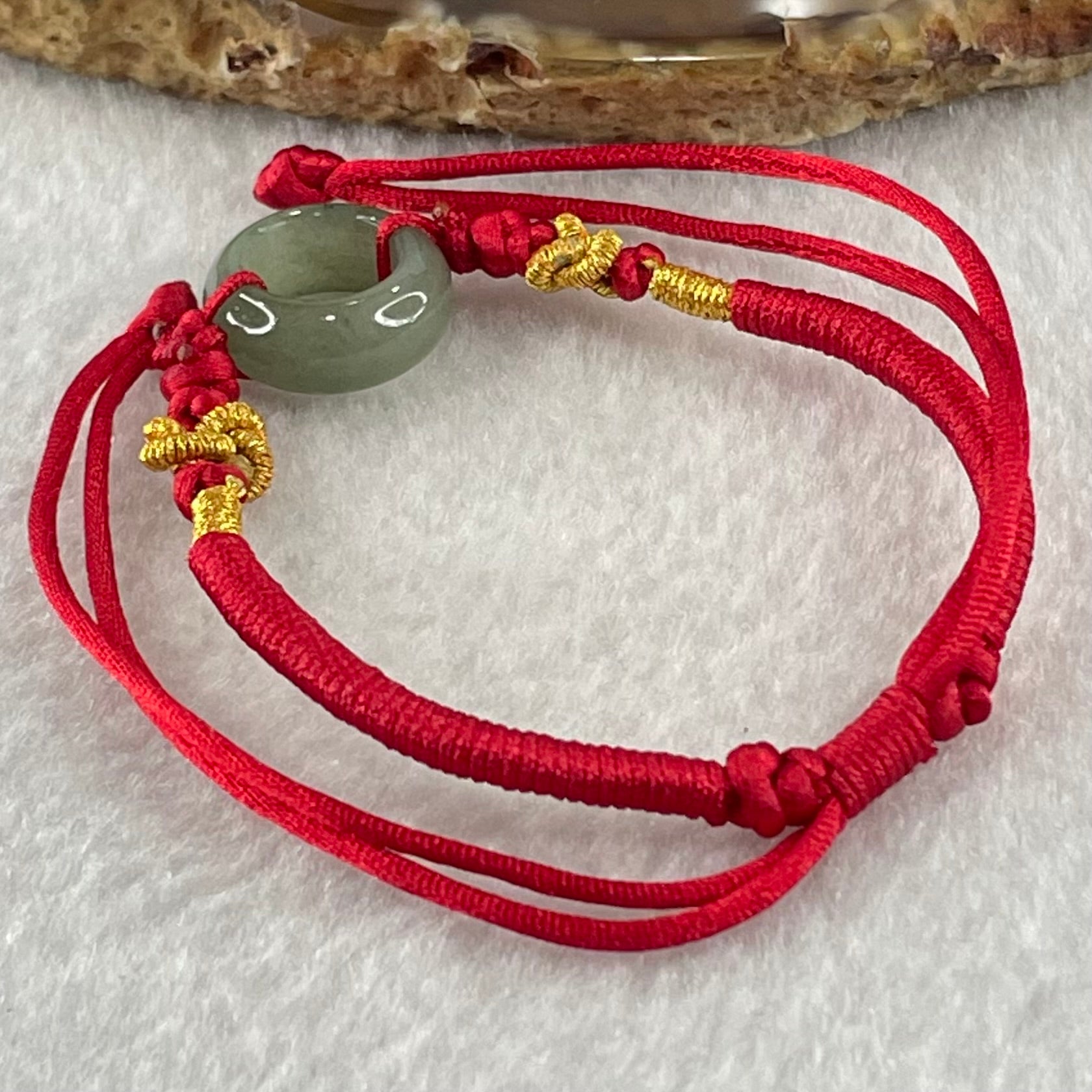 Type A Blueish Green Jadeite Ping An Kou String Bracelet 2.85g 14.8 by 6.1mm - Huangs Jadeite and Jewelry Pte Ltd