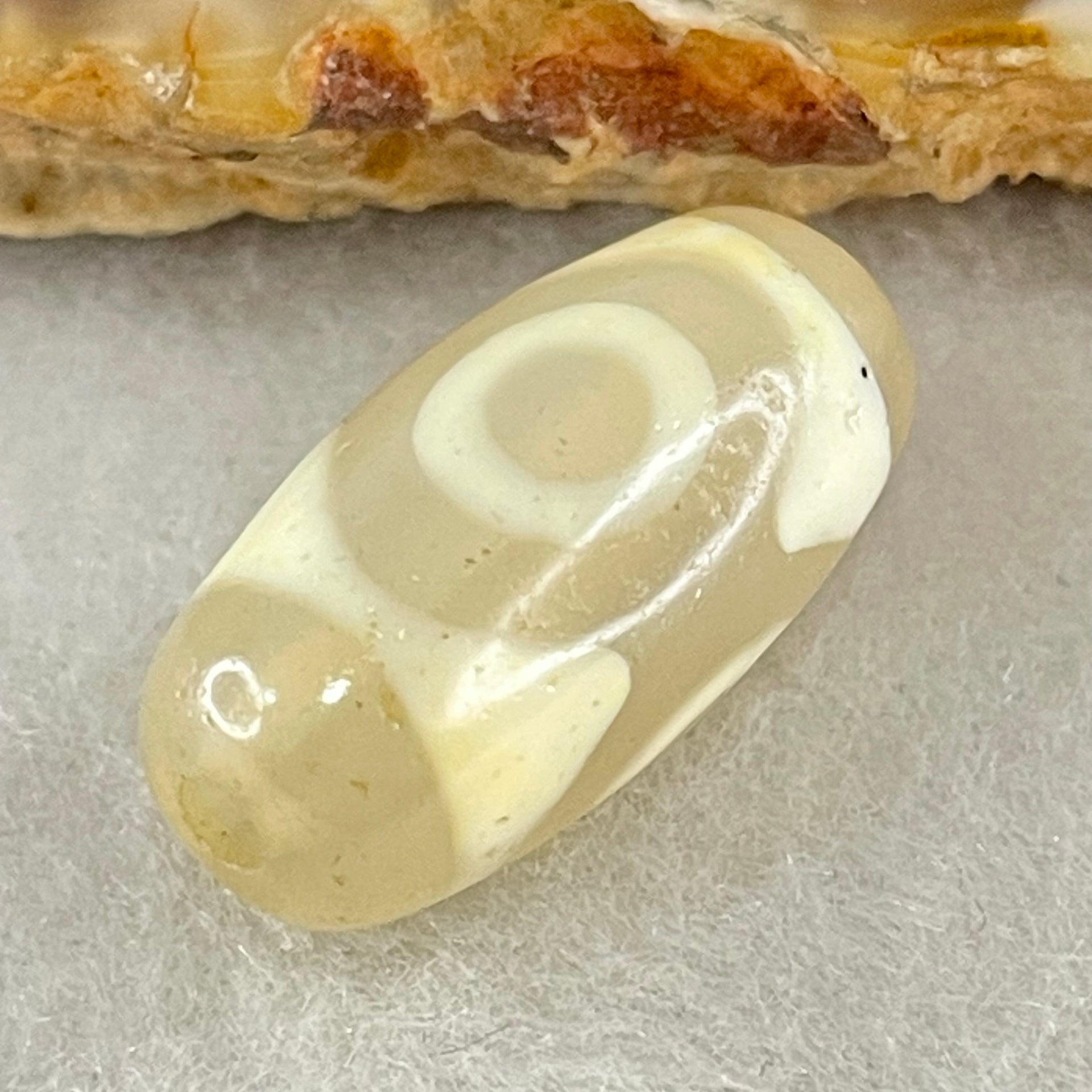 Natural Powerful Tibetan Old Oily Agate 3 Eyes Dzi Bead Heavenly Master (Tian Zhu) 三眼天诛 2.92g 20.1 by 10.1mm - Huangs Jadeite and Jewelry Pte Ltd