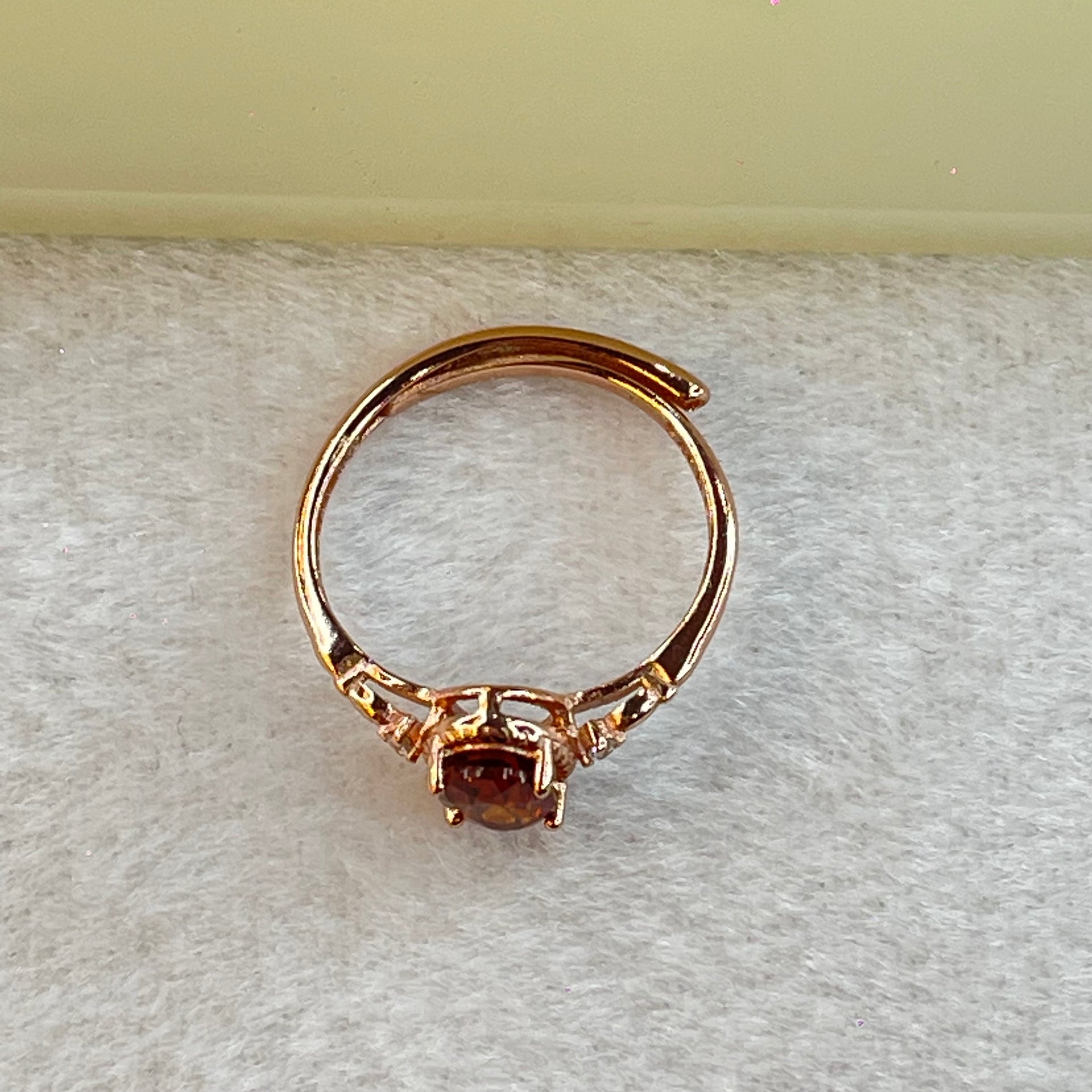 Orange Red Garnet In S925 Sliver Rose Gold Colour Ring (Adjustable Size) 1.34g 6.6 by 4.9 by 3.5mm - Huangs Jadeite and Jewelry Pte Ltd