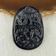 Type A Opaque to Partial Translucent Black Omphacite Jadeite Pixiu Pair with Coins Pendant 19.06g 53.4 by 38.5 by 7.6mm - Huangs Jadeite and Jewelry Pte Ltd
