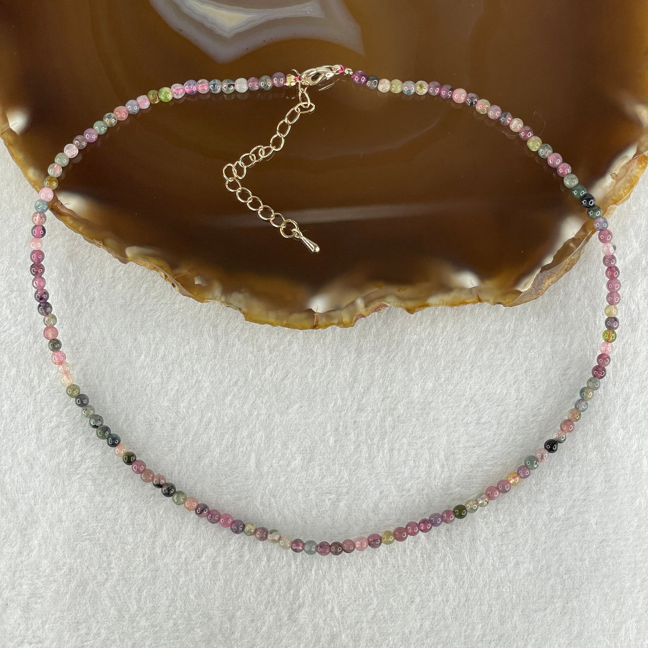 Natural Tourmaline Crystal Beads Necklace 5.83g 34cm 3.1mm 126Beads