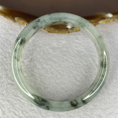 Rare Type A Semi Icy Light Green with Blueish Green Piao Hua Flora 55.53g Inner Diameter 58.3mm 13.9 by 7.6mm - Huangs Jadeite and Jewelry Pte Ltd