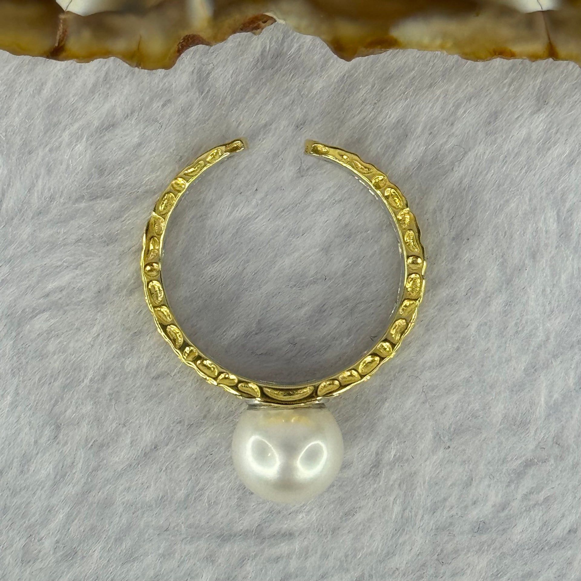 Natural Pearl in Sliver Gold Color Ring (Adjustable Size) 4.76g 8.4mm - Huangs Jadeite and Jewelry Pte Ltd