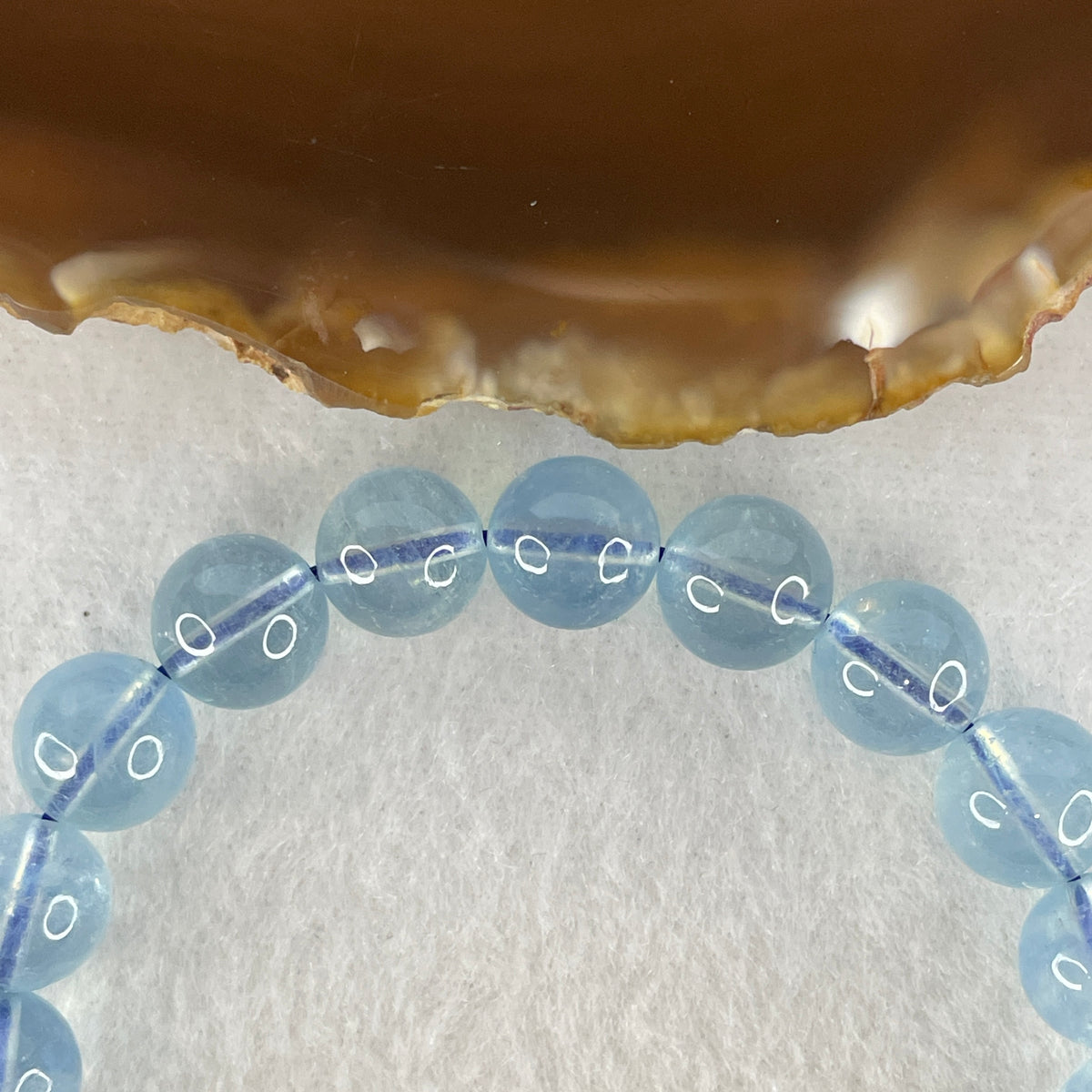 Certified Above Average Natural Aquamarine Beads Bracelet | 16cm with 20 Beads 9.7mm (24.80g | Ocean Blue Translucency | Throat & Third Eye Chakra Harmony, Tranquil Communication & Serene Wealth Shield)
