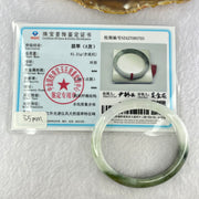Type A Faint Lavender and Moss Green Jadeite Oval Bangle Internal Diameter 55.2mm 38.79g 11.6 by 8.7mm (Slight Fine Internal Lines) - Huangs Jadeite and Jewelry Pte Ltd