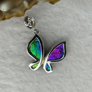 Natural Meteorite Multi Color Butterfly Pendant in S925 Silver 1.78g 17.4 by 15.6 by 3.4mm - Huangs Jadeite and Jewelry Pte Ltd