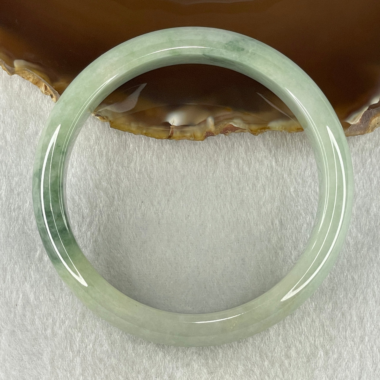Natural Type A Light Green with Blueish Green Piao Hua Flora Jadeite Bangle 64.13g Inner Diameter 61.8mm 14.2 by 8.4mm (Very Slight Internal Lines) - Huangs Jadeite and Jewelry Pte Ltd