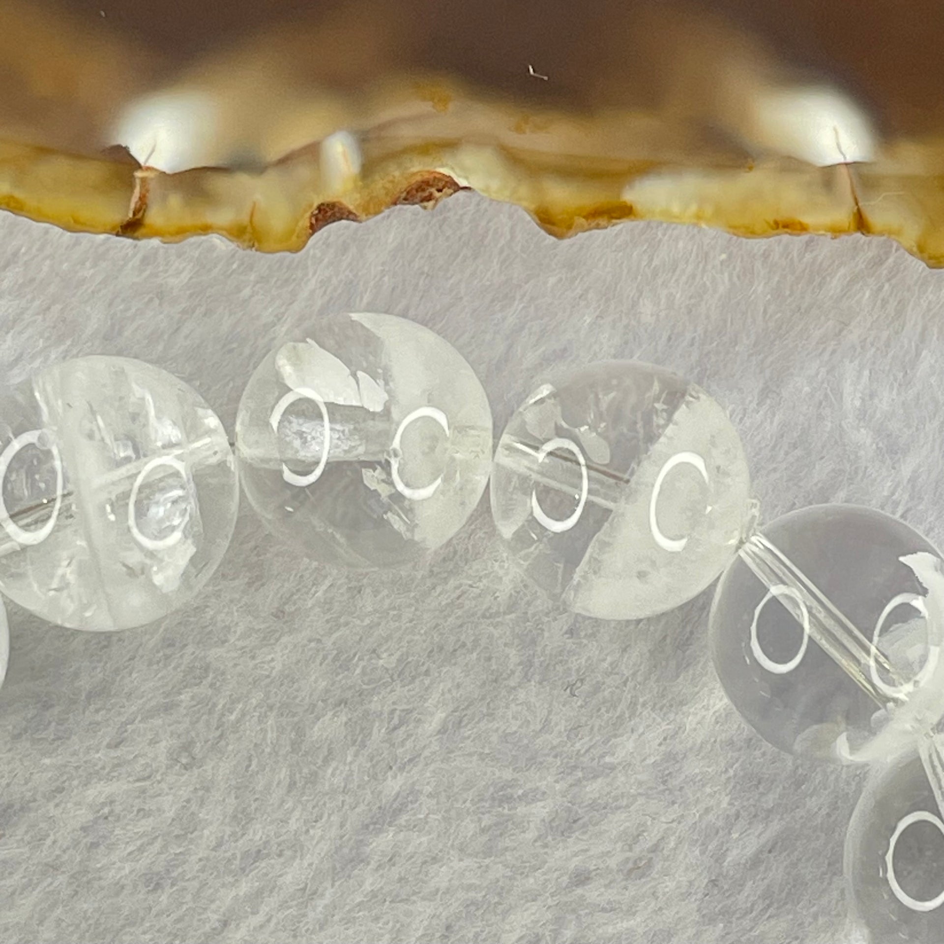 Natural White Phantom Quartz Beads Bracelet 52.69g 18.5cm 13.9mm 16 Beads - Huangs Jadeite and Jewelry Pte Ltd