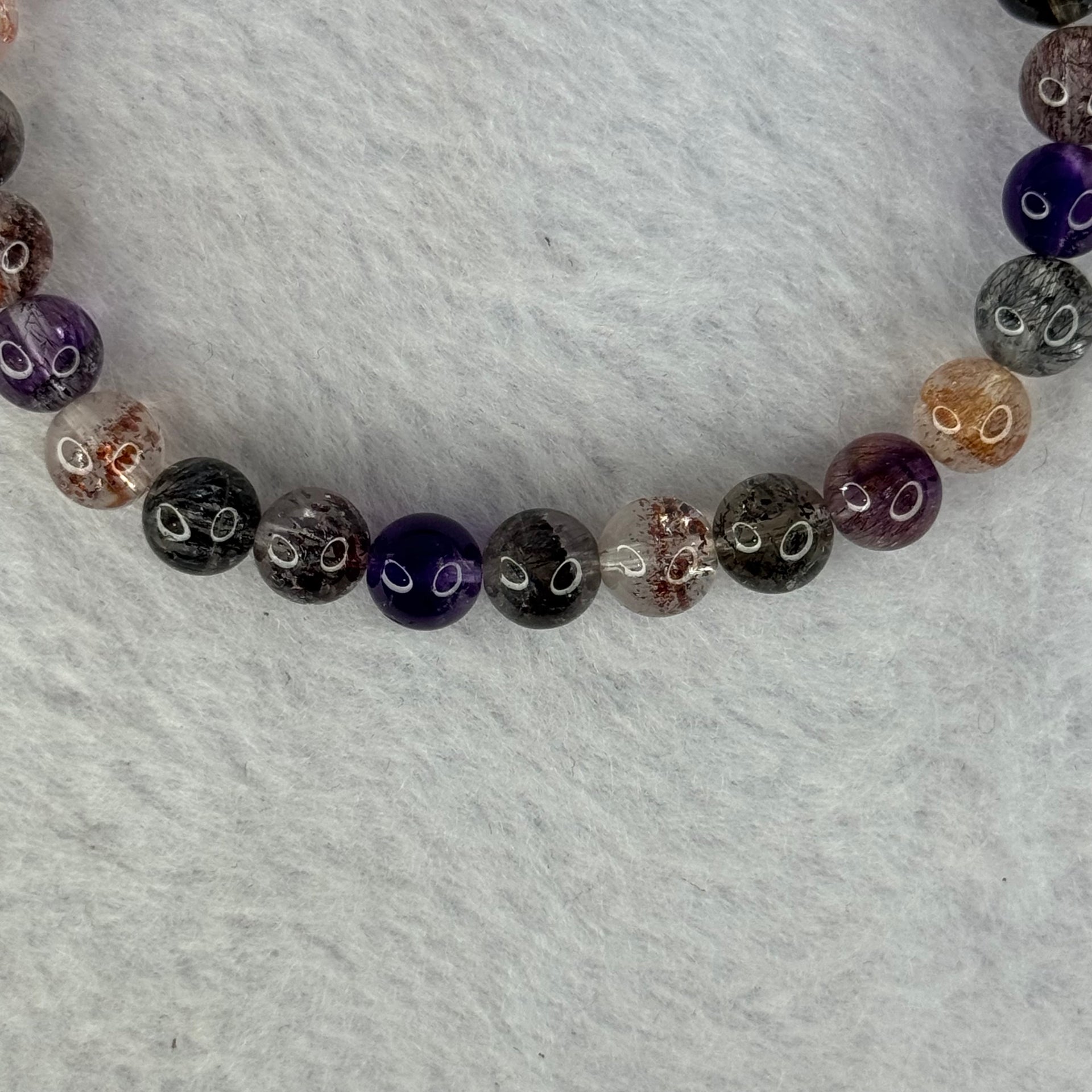 Very Good Grade Natural Transparent Bright Color Super 7 Beads Bracelet 非常好的等级天然透明深彩色超级七珠手链 11.32g 15.5cm 6.8mm 28 Beads - Huangs Jadeite and Jewelry Pte Ltd