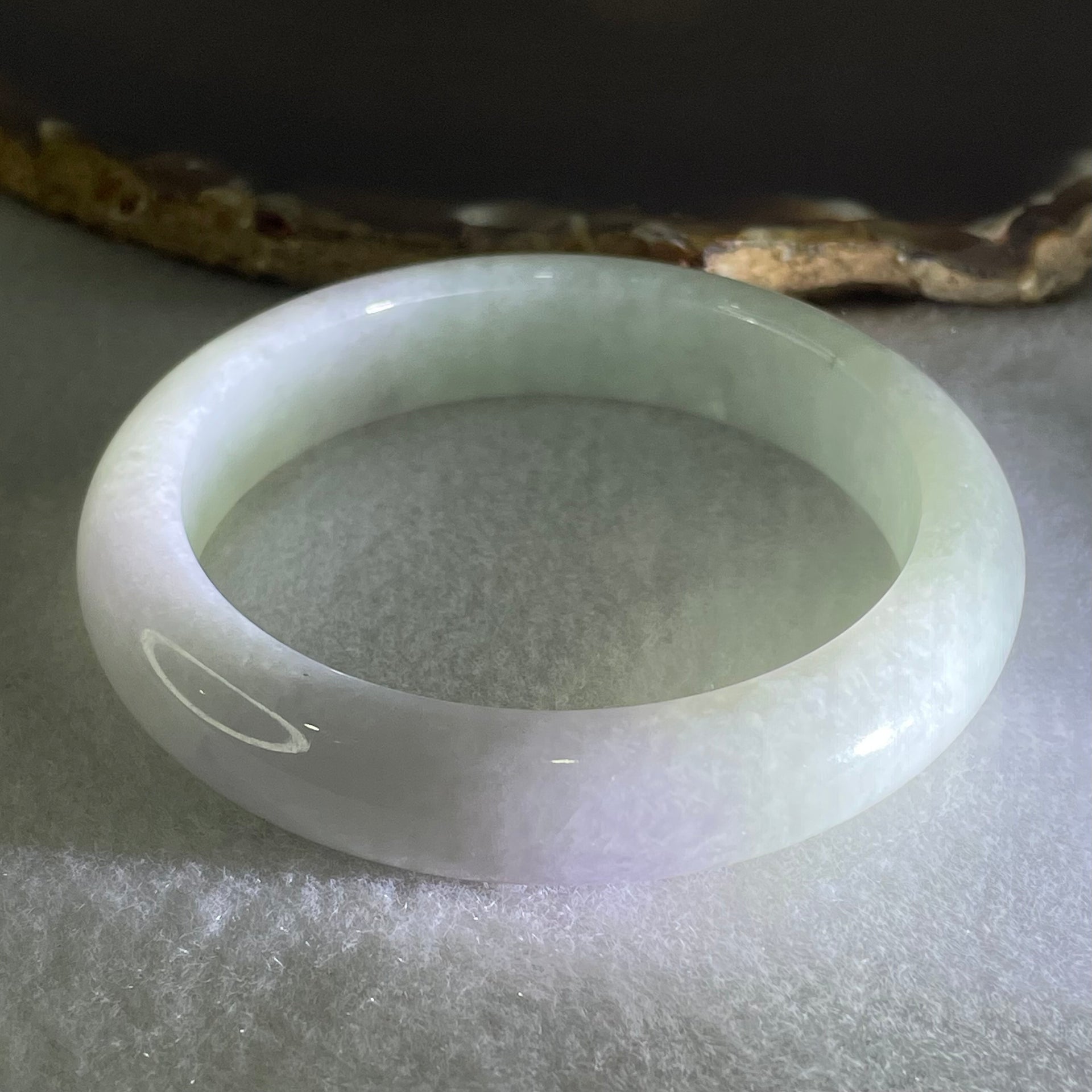 Type A Green Lavender Jadeite Bangle 54.20g Inner Diameter 54.5mm 12.5 by 8.5mm (Close to Perfect) - Huangs Jadeite and Jewelry Pte Ltd