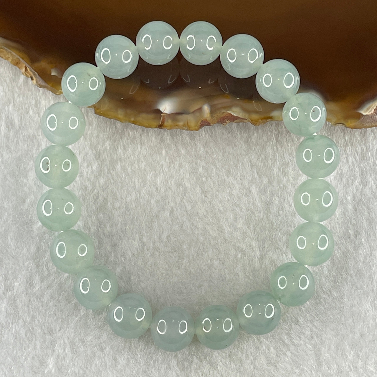 Type A Natural Sky Blue Jadeite Beads Bracelet 30.49g 15.5cm 9.6mm 20 Beads - Huangs Jadeite and Jewelry Pte Ltd