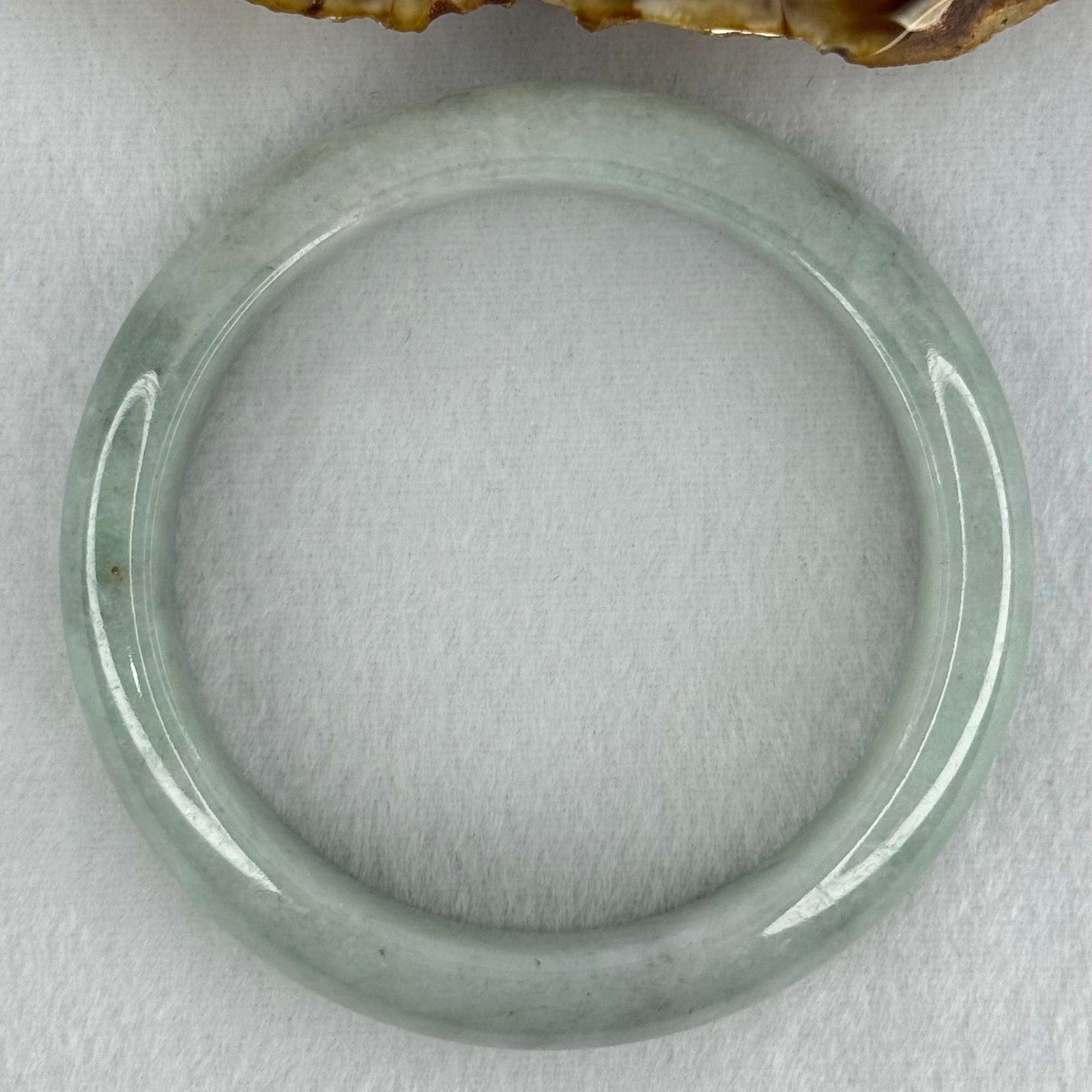 Type A Light Blueish Green Jadeite Bangle Internal Diameter 58.2mm 66.76g 14.3 by 8.9mm (Slight Internal Lines) - Huangs Jadeite and Jewelry Pte Ltd