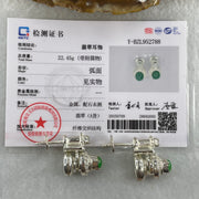 Type A Natural Semi Icy Green Jadeite Cabochon 6.2 by 5.5 by 2.5m Stone for Setting 22.45g (On Silver Earrings Mold) - Huangs Jadeite and Jewelry Pte Ltd