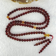 Natural Red Blood with Yellow Amber Beads Necklace 天然血珀项链 12.30g 60cm 5.6mm 110 Beads - Huangs Jadeite and Jewelry Pte Ltd