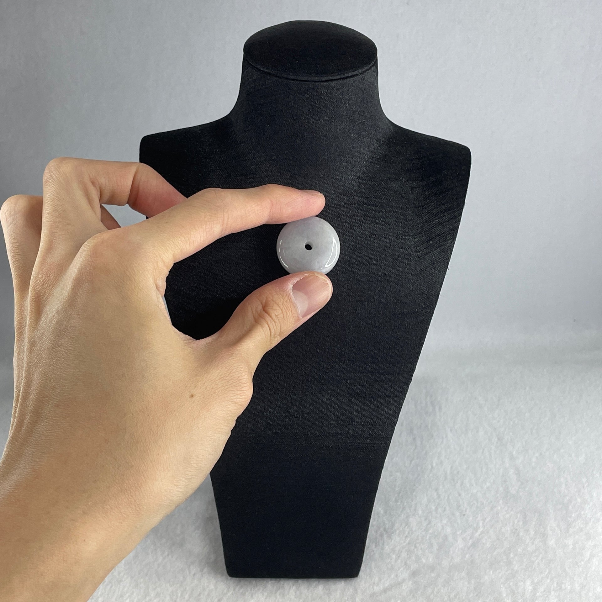 Natural Type A Lavender Jadeite Donut Pendant 9.32g 22.9 by 8.1mm - Huangs Jadeite and Jewelry Pte Ltd