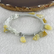 Natural Type A Yellowish Jadeite Money Bag Hulu Fu Butterfly in String Bracelet 8.79g 16-20cm 12.7 by 8.8 by 6.9mm - Huangs Jadeite and Jewelry Pte Ltd