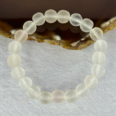 White Luili Bracelet 21.01g 15.5cm 9.3mm 21 Beads - Huangs Jadeite and Jewelry Pte Ltd
