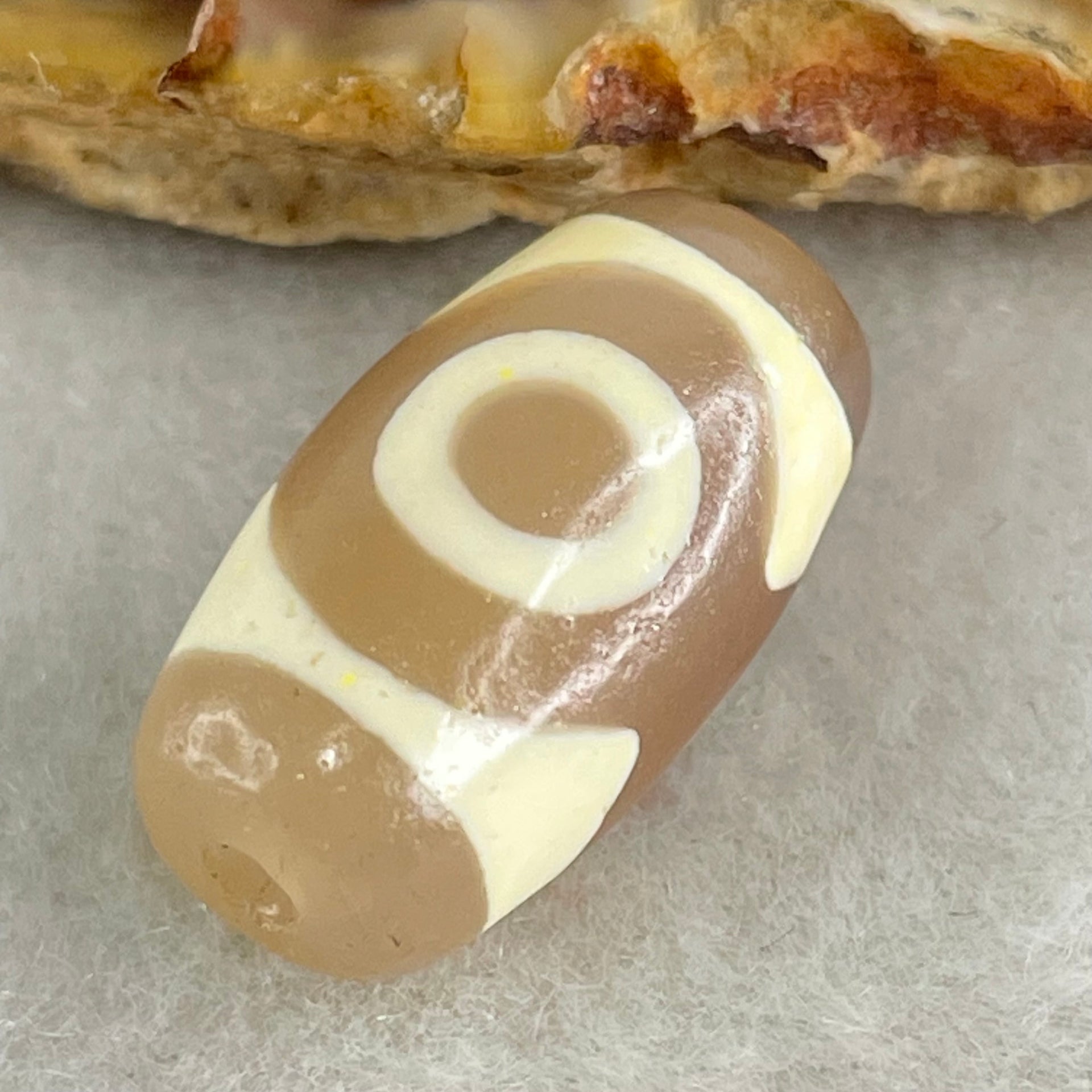 Natural Powerful Tibetan Old Oily Agate 3 Eyes Dzi Bead Heavenly Master (Tian Zhu) 三眼天诛 3.36g 19.9 by 10.6mm - Huangs Jadeite and Jewelry Pte Ltd