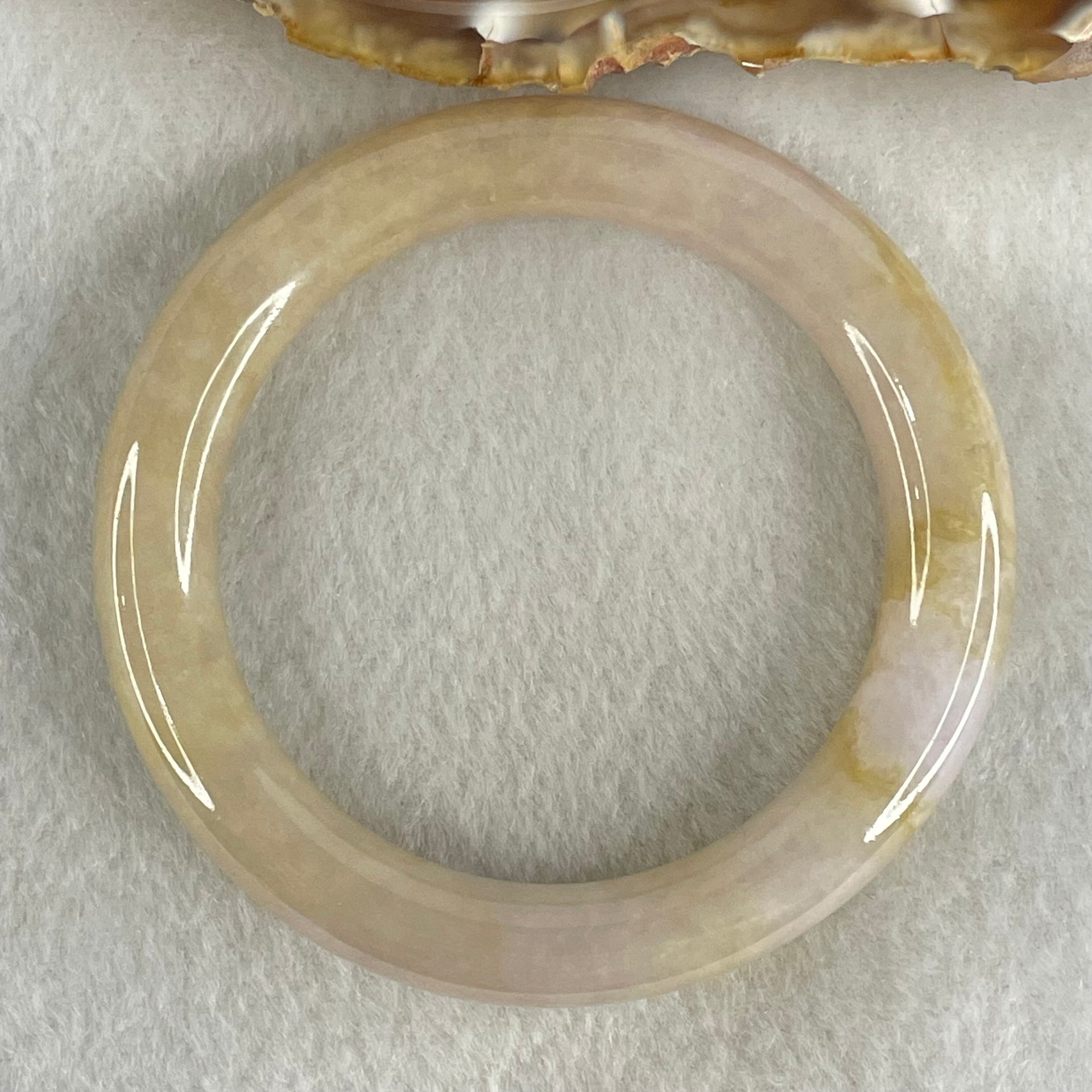 Type A Yellowish Brown and Lavender Jadeite Bangle 52.62g Internal Diameter 52.1mm 10.4 by 9.8mm (Very Slight Internal Lines and external Rough, Burnt) - Huangs Jadeite and Jewelry Pte Ltd