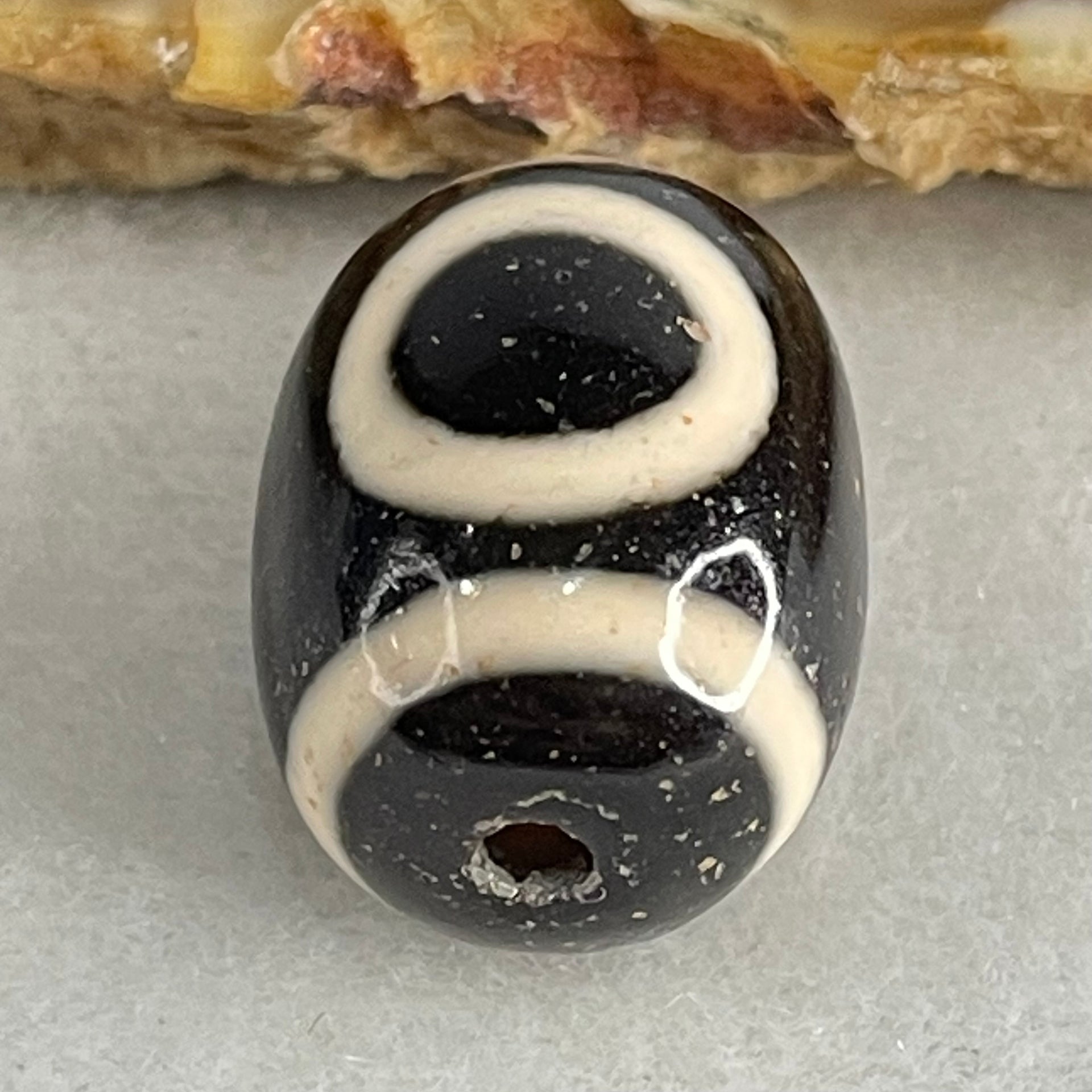 Natural Powerful Tibetan Old Oily Agate 1 Eye With Swastika Dzi Bead (Hotu Dzi) 5.20g 17.9 by 13.8mm - Huangs Jadeite and Jewelry Pte Ltd