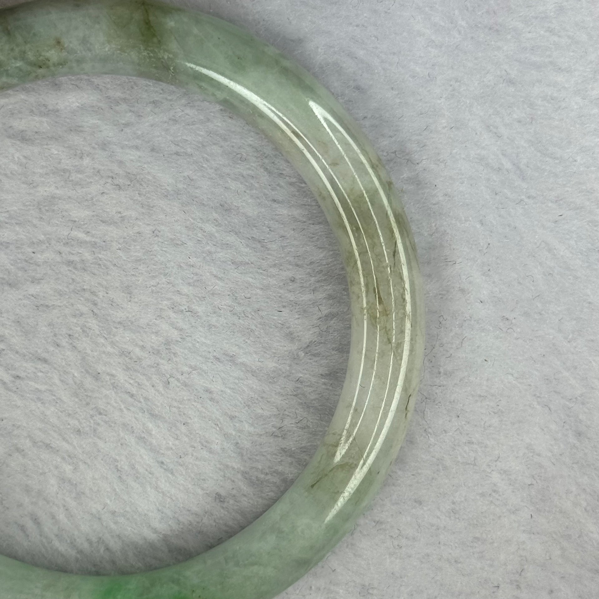 Type A Mixed Green Jadeite Bangle 39.72g Inner Diameter 57.2mm 8.7 by 8.4mm (External Lines) - Huangs Jadeite and Jewelry Pte Ltd