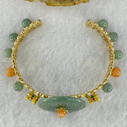 Type A Blueish Green Jadeite Floral Ping An Kou and Beads 18.64g 27.9 by 3.9mm 6.0mm 10 Beads - Huangs Jadeite and Jewelry Pte Ltd