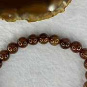 Natural Copper Rutilated Quartz Beads Bracelet 銅髮晶手镯 16.11g 16cm 7.9mm 28 Beads - Huangs Jadeite and Jewelry Pte Ltd