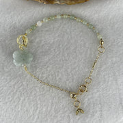 Natural Type A Green Jadeite Peony Flower 15.5x7.1mm Amulet Bracelet | Adjustable 14-18cm Gold-Toned Elegant Layering Chain Luxury Charm (5.54g) - Huangs Jadeite and Jewelry Pte Ltd