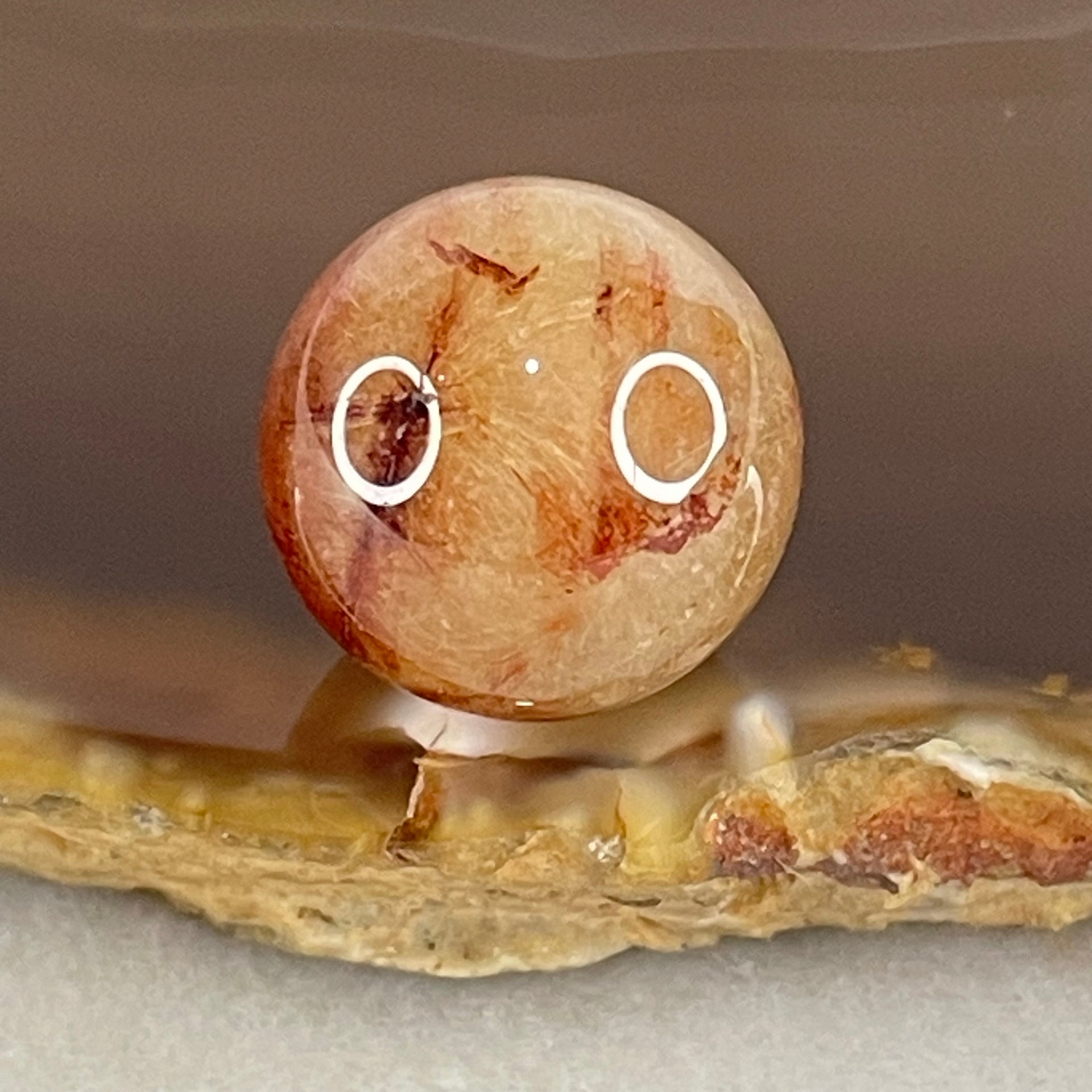 Average Grade Natural Copper Rutilated Quartz Sphere Ball 5.31g 15.6mm - Huangs Jadeite and Jewelry Pte Ltd