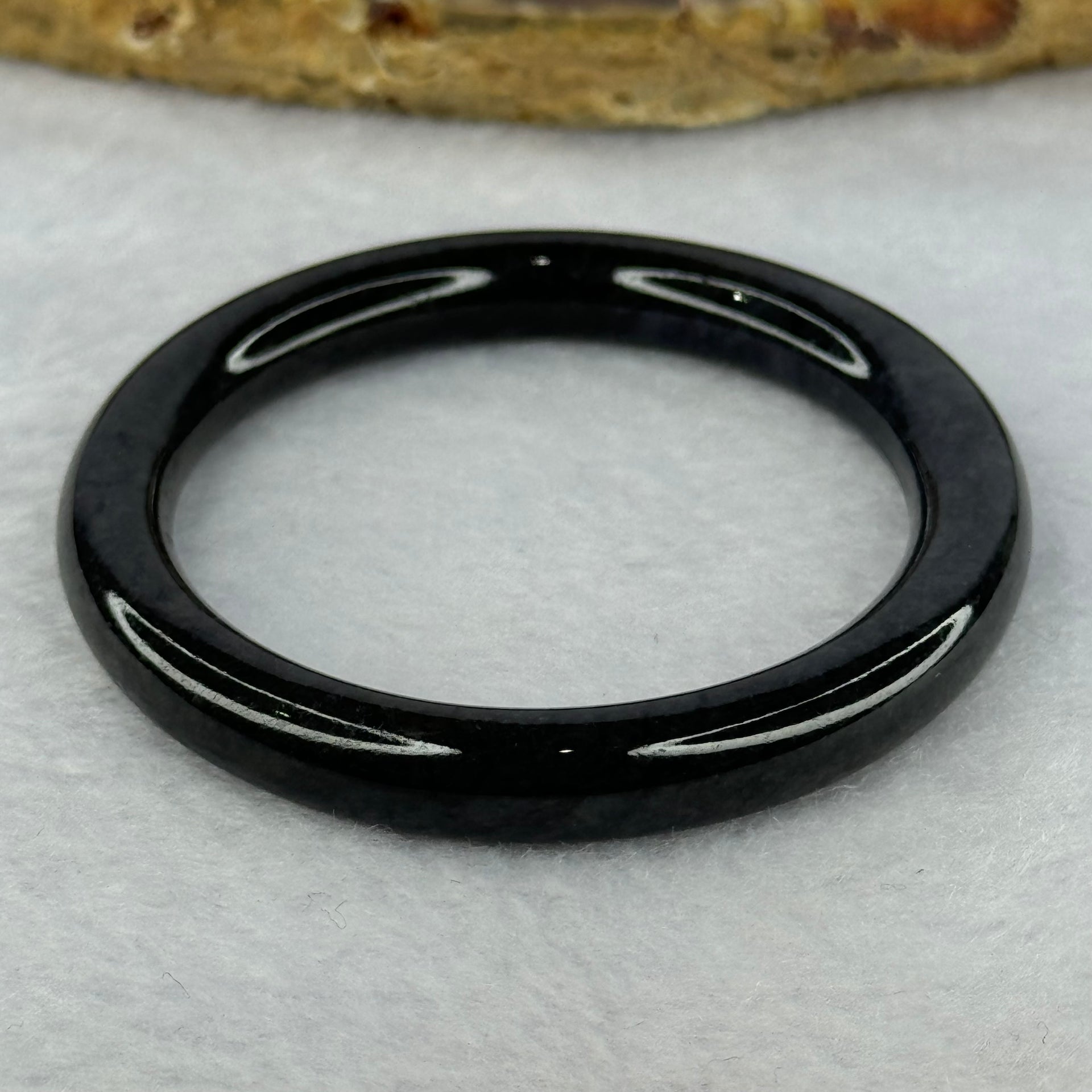 Type A Black Grey Wuji Jadeite Baby Bangle 16.18g Internal Diameter 40.1mm 6.5 by 6.4mm - Huangs Jadeite and Jewelry Pte Ltd
