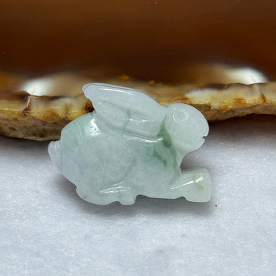 Type A Lavender with Green Piao Hua Jadeite Rabbit Pendant 7.12g 24.3 by 8.9 by 17.9mm