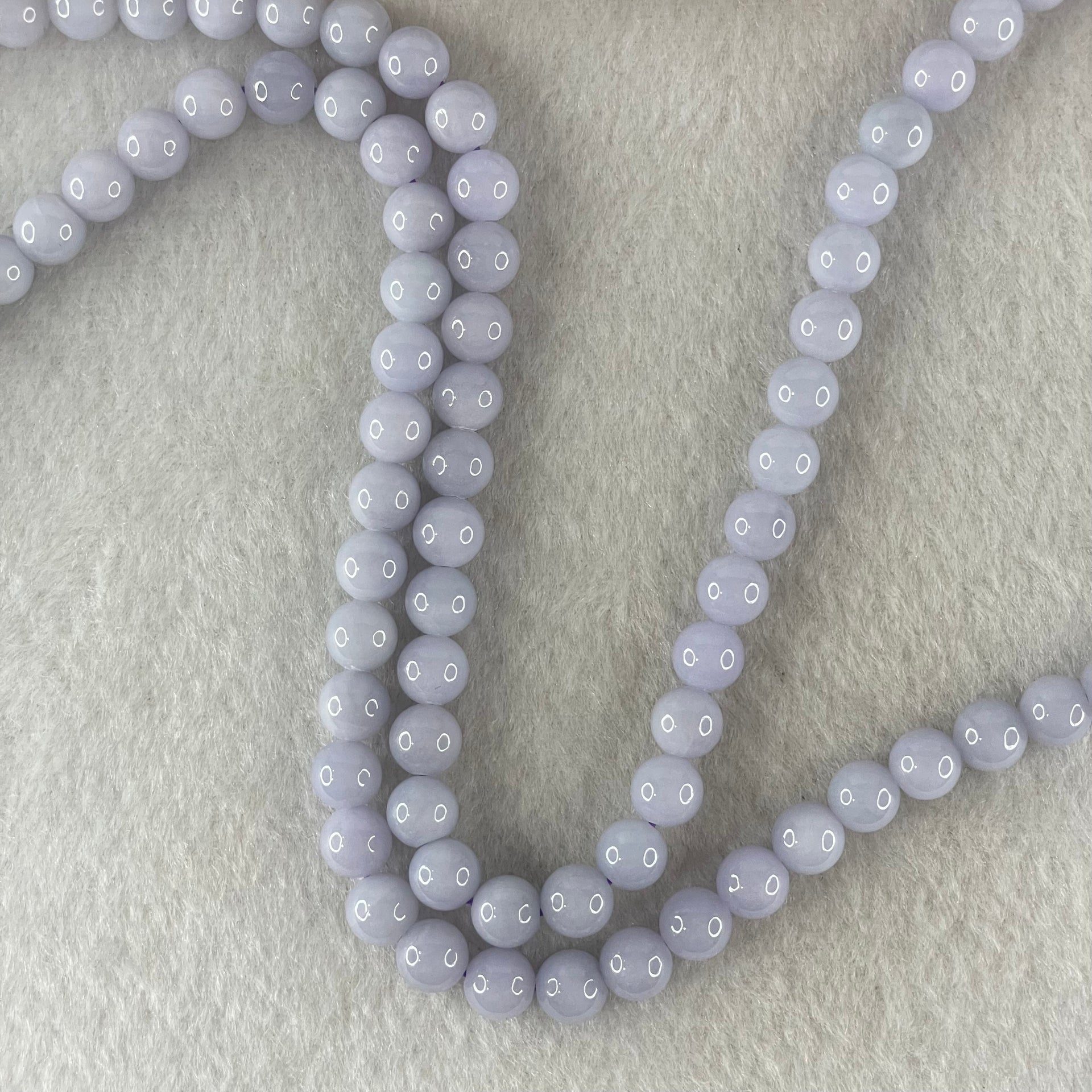 Type A Full Lavender Jadeite Beads Necklace 57.74g 66cm 7.0mm 98 Beads - Huangs Jadeite and Jewelry Pte Ltd