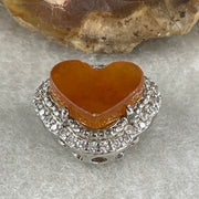 Natural Type A Red Jadeite Heart Pendant in S925 Sterling Silver | Love, Passion & Courage Talisman (2.63g | 8.6 x 11.8 x 2.5mm) - Huangs Jadeite and Jewelry Pte Ltd