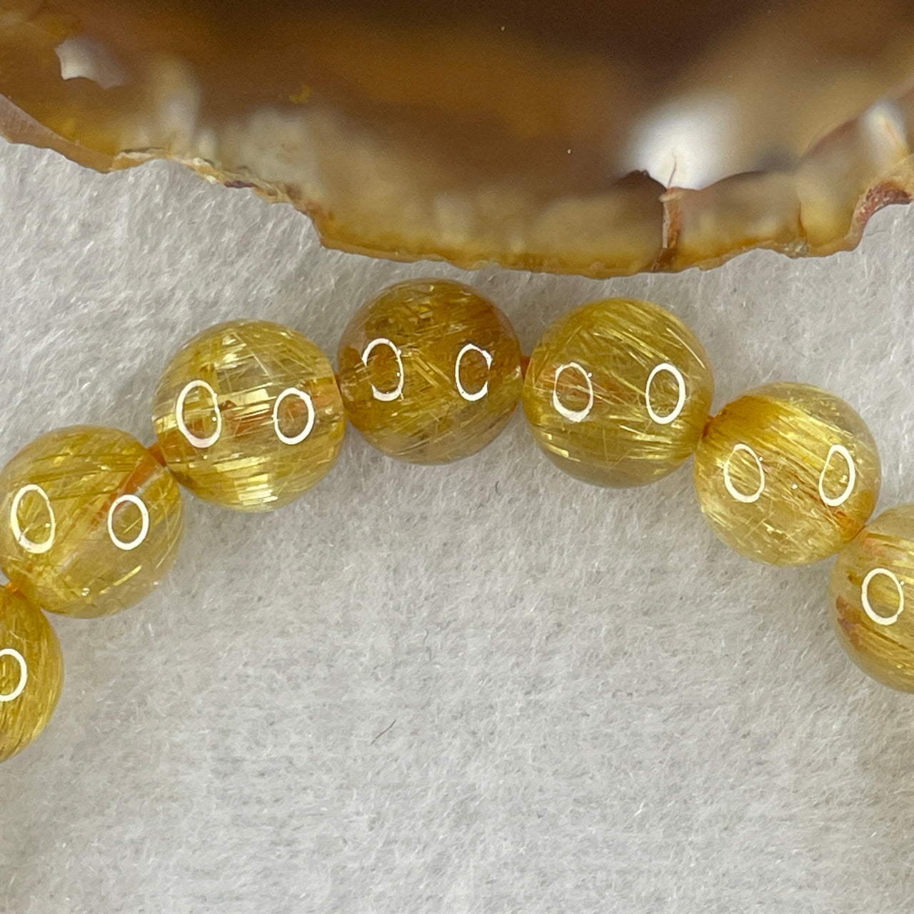 Good Grade Natural Golden Rutilarted Quartz Shun Fa Jin Beads Bracelet 20.81g 16cm 8.8mm 23 Beads