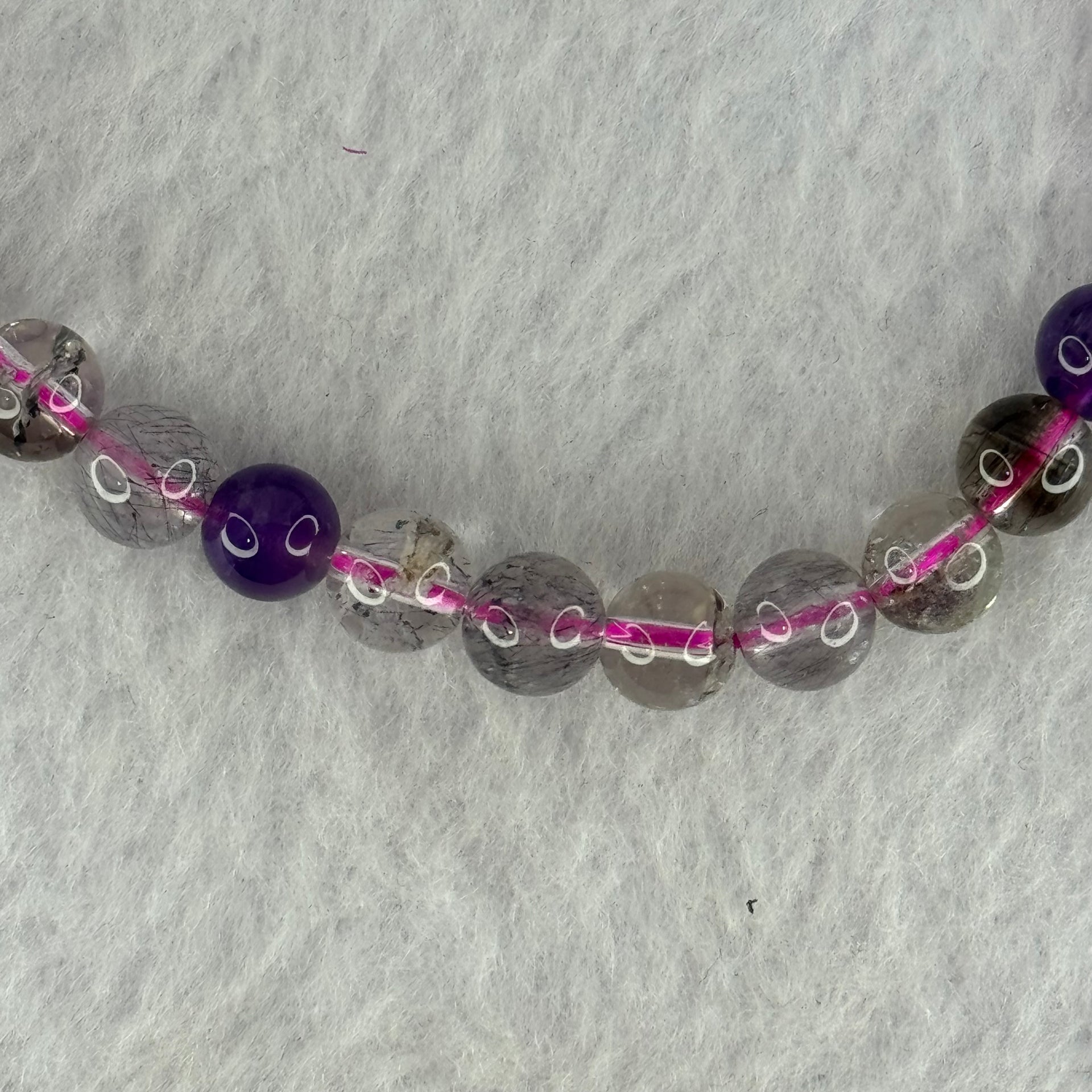 Natural Super 7 Beads Bracelet 9.67g 15.5cm 6.3mm 30 Beads - Huangs Jadeite and Jewelry Pte Ltd