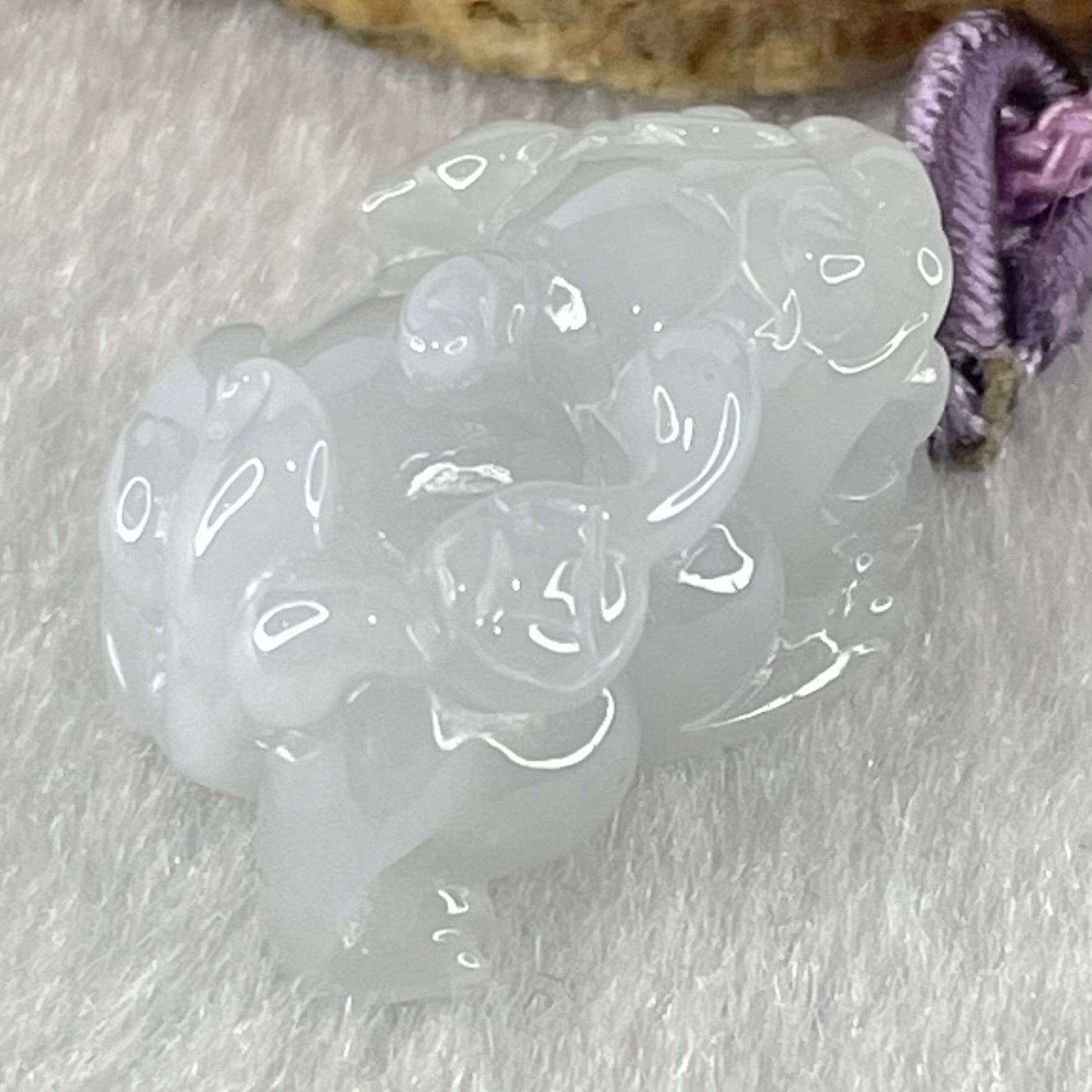 Type A Faint Lavender Jadeite Male Pixiu String Charm 5.45g 20.3 by 14.4 by 10.5mm - Huangs Jadeite and Jewelry Pte Ltd