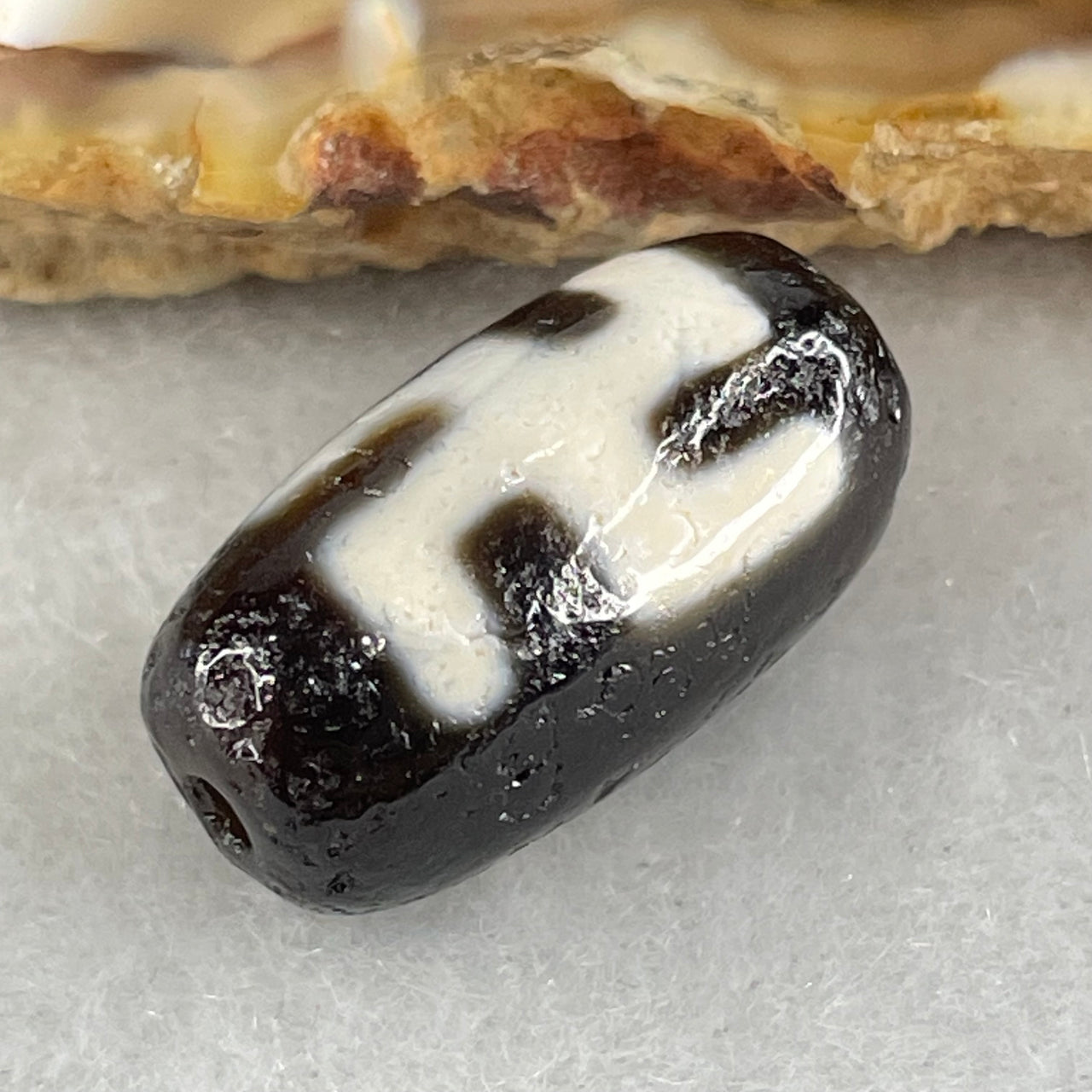 Natural Powerful Tibetan Old Oily Agate 1 Eye With Swastika Dzi Bead (Hotu Dzi) 3.46g 19.5 by  10.7mm - Huangs Jadeite and Jewelry Pte Ltd